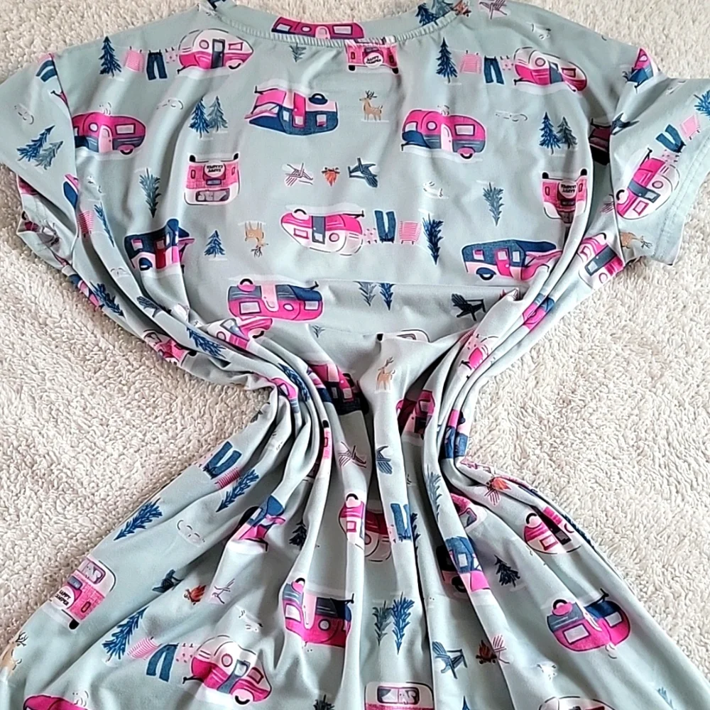 Fun Camper Print Sleep Dress Nightie Women's Size Small/Medium - Picture 4 of 5